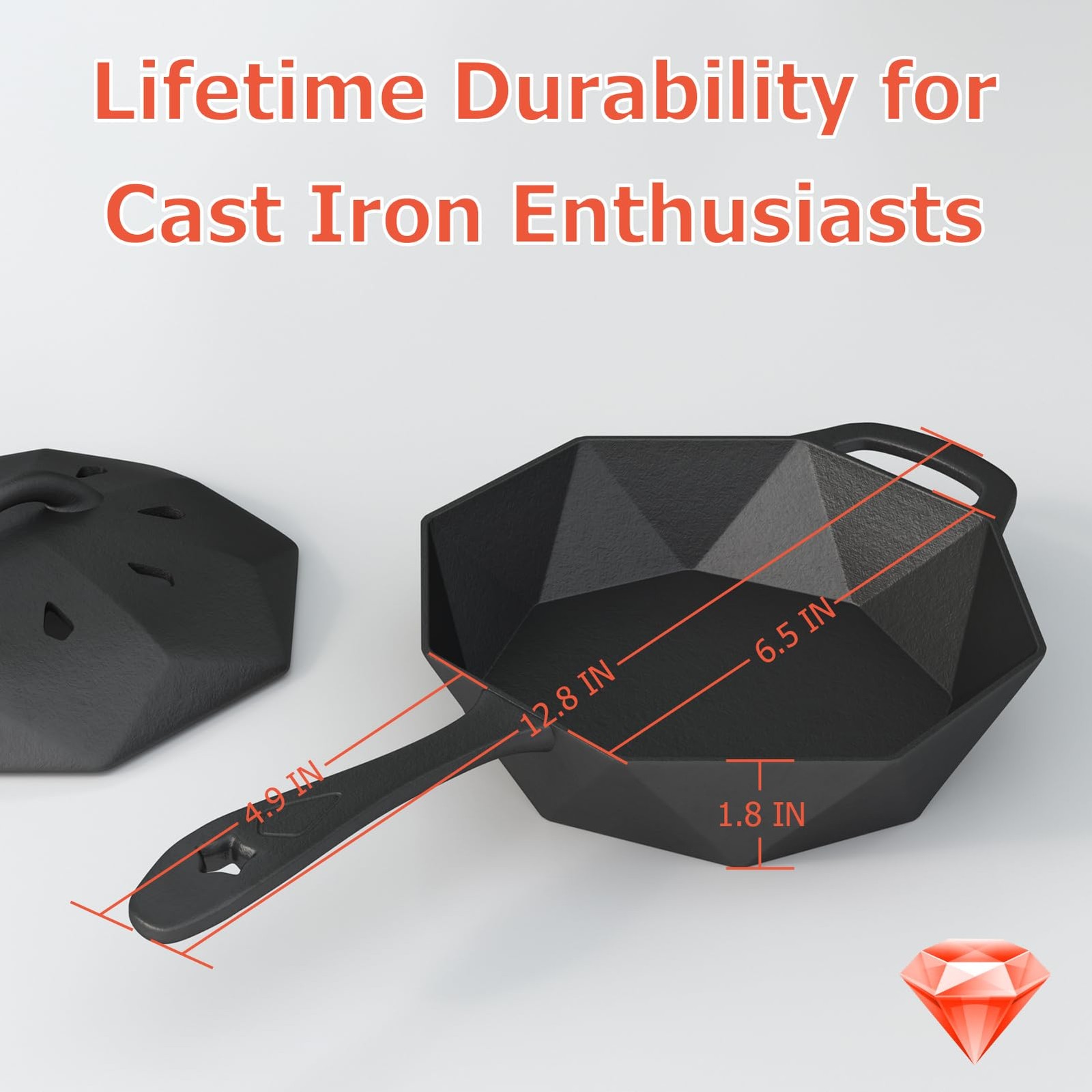 Best Aurionix Cast Iron Skillet with Lid Pre-seasoned Pans Smoker Box for Open