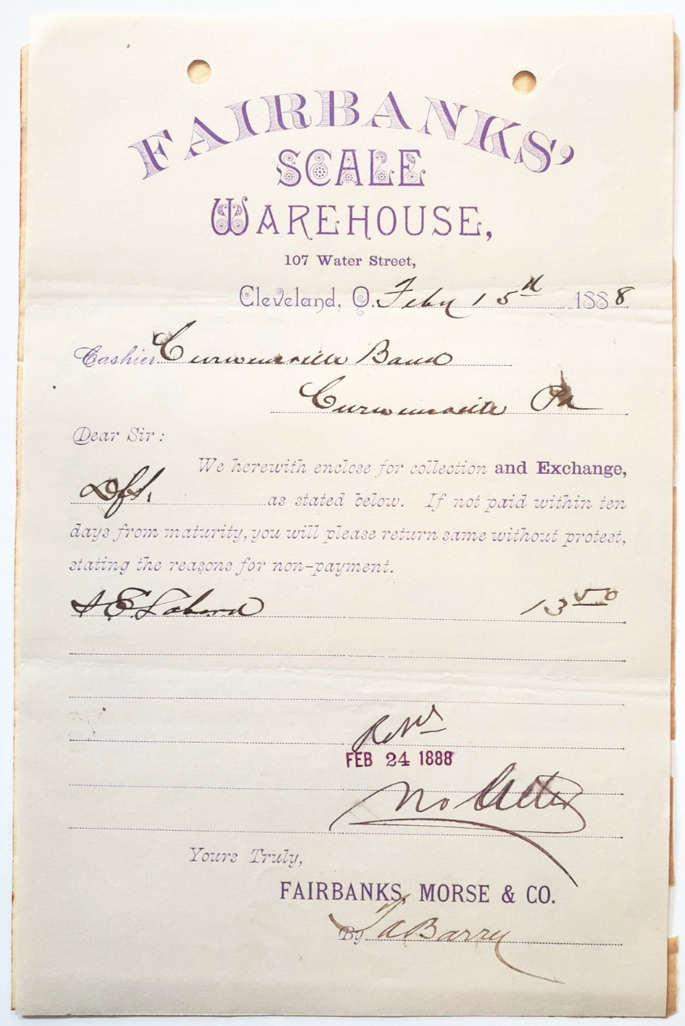 1888, Faribanks' Scale Warehouse, Fairbanks Morse Co. Water St., Cleveland, Ohio
