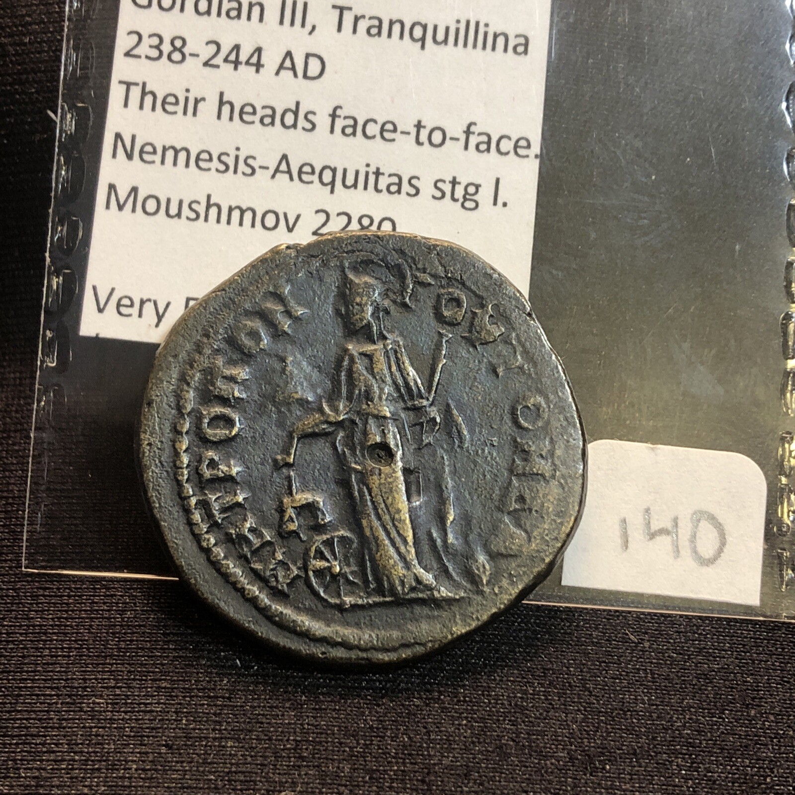 Moesia Gordian III,tranquillina Ae Bronze Nemesis Aequitas 238-244 A.D.