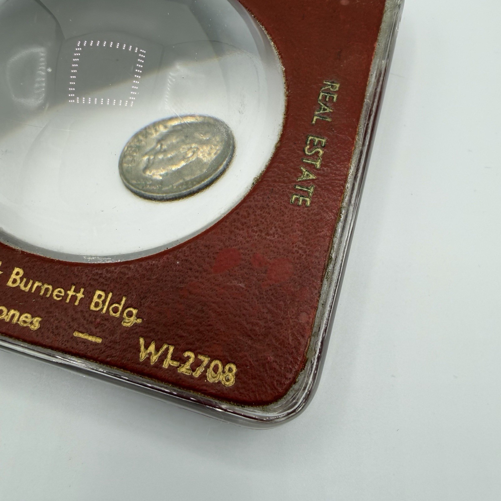 Vintage Glass Advertising Bubble Magnifier/Paperweight - Real Estate Insurance ￼