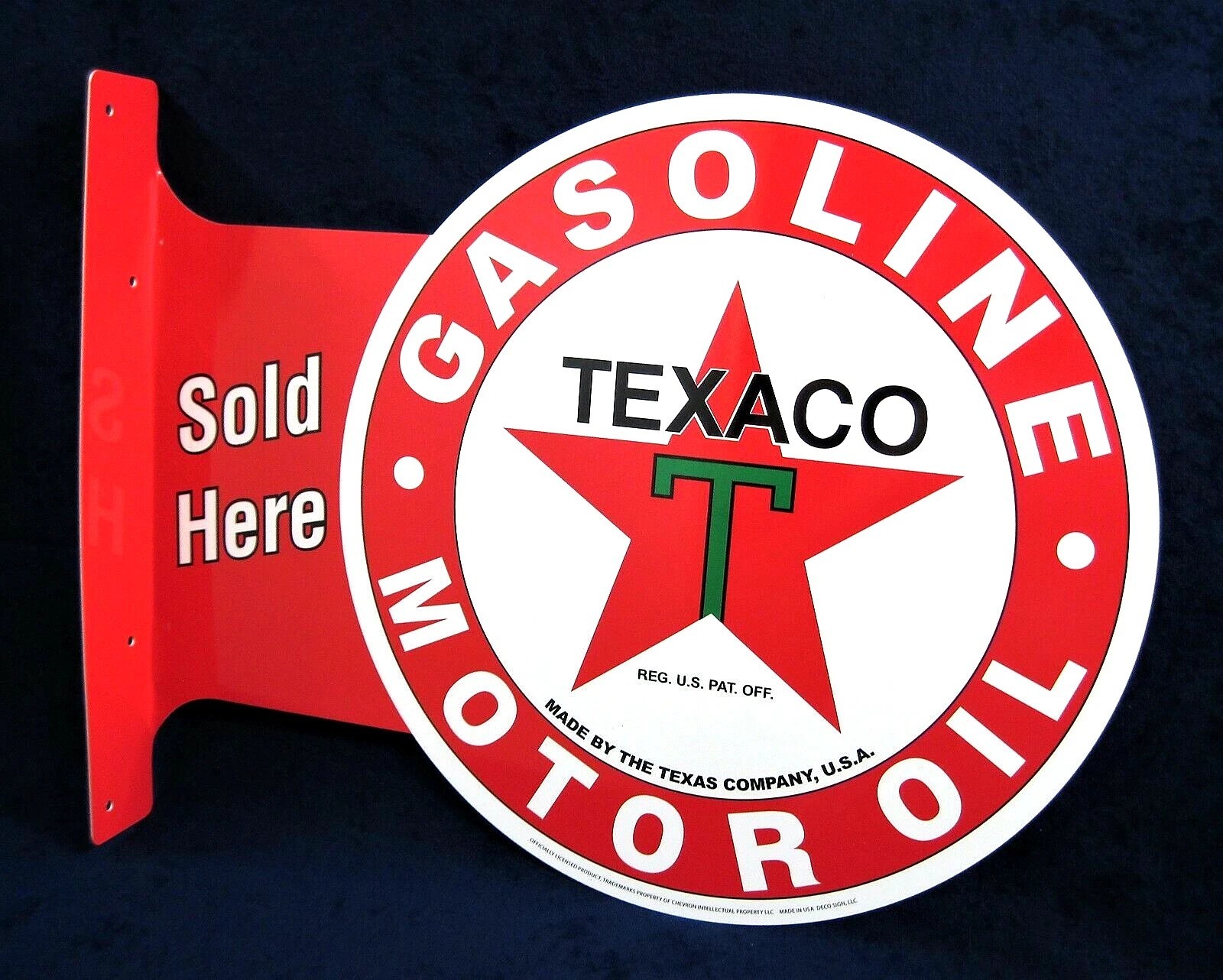 Texaco Gasoline Oil Large Flange Vintage Style Metal Sign | Free Shipping