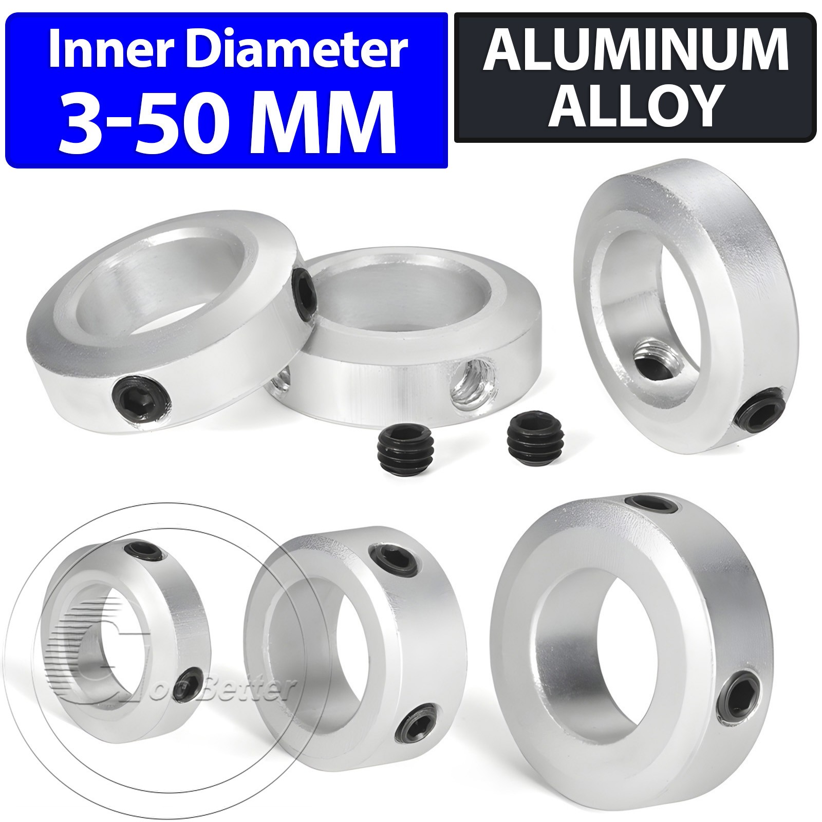 6mm to 50mm ID Shaft Collar SOH Stop Rings Fixing Limit Ring Bush Aluminum Alloy