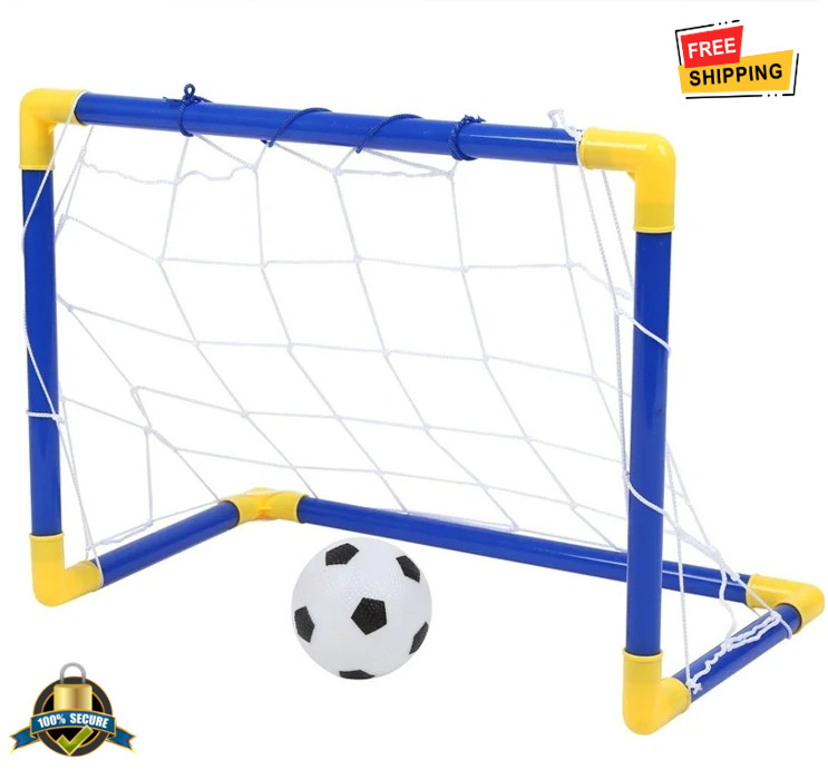 Mini Folding Soccer Goal Net Set with Ball & Pump Kids Indoor Outdoor Toy
