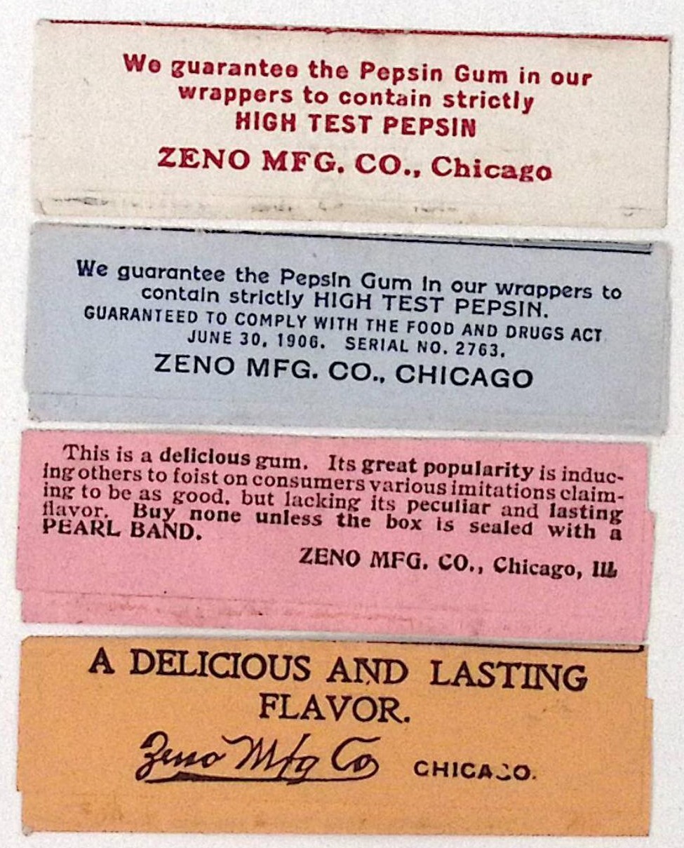 ZENO Chewing Gum Labels LOT of 4 Yucca Pepsin Peppermint Blood Orange