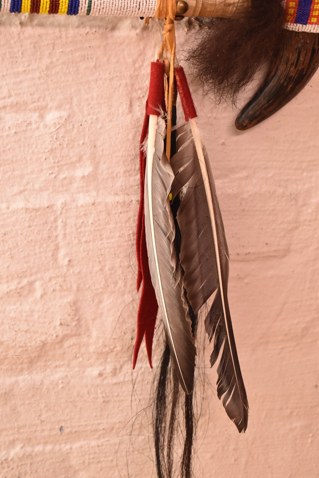 VTG Native American Ceremonial Double-Horn Ghost Dance War Club Atq 28" Beaded