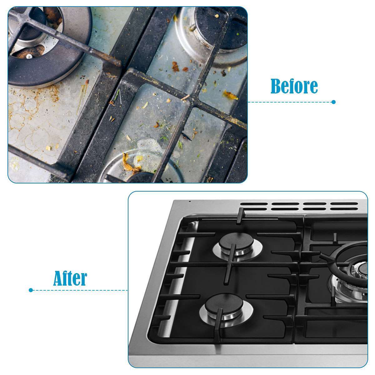 3pcs Gas Range Stove Top Burner Cover Protector Reusable Liner Clean Non-stick