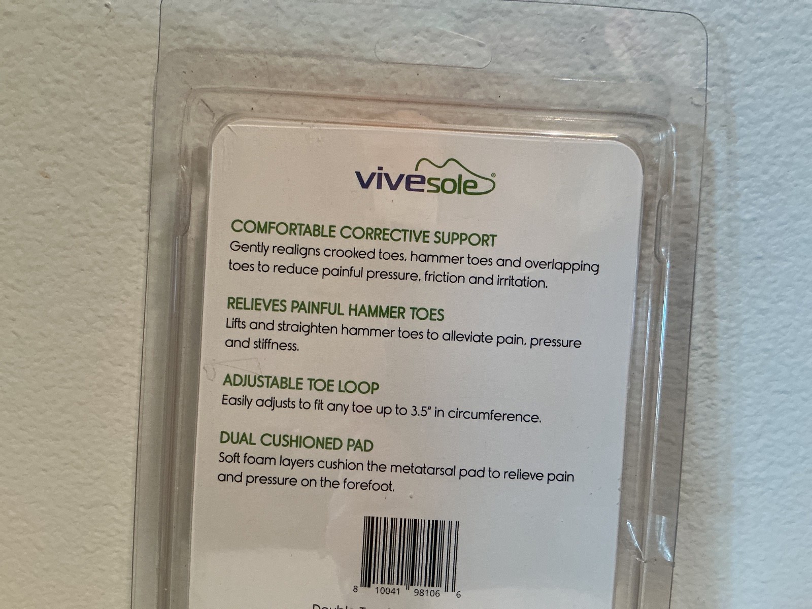VIVESOLE Toe Splint 2-Pack ~ Fits toes 1" -3.5" in circumference ~ NIP
