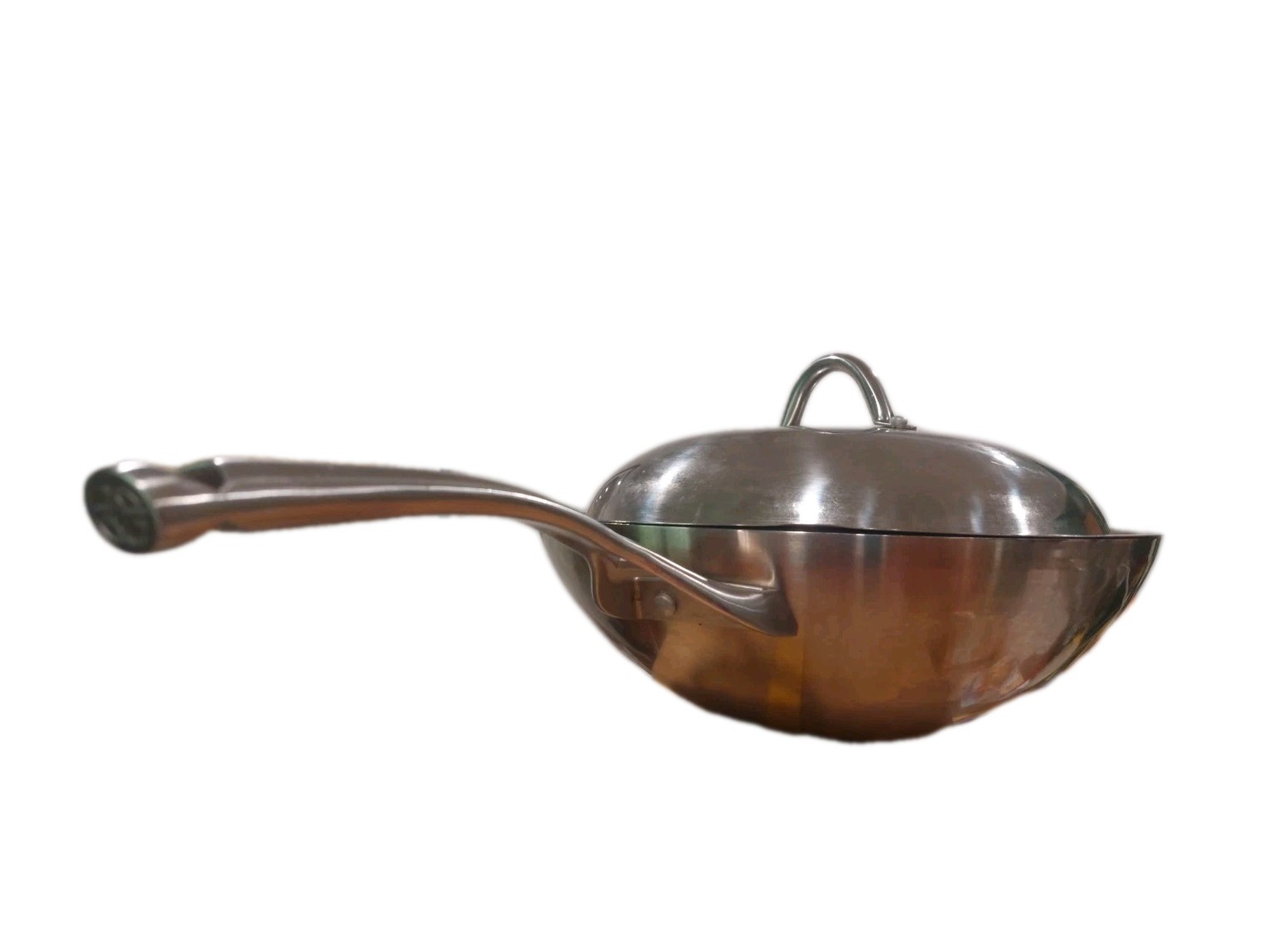 Calphalon Stainless Steel 13” Wok 155 Flat Bottom Cooking Pan With Lid