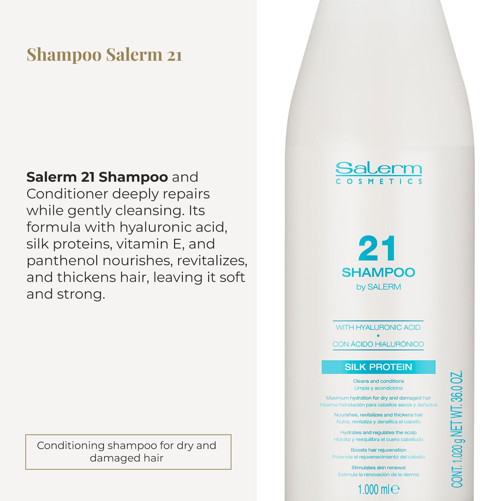 Salerm - Hydrating Shampoo 21 Silk Protein - 1000 ml