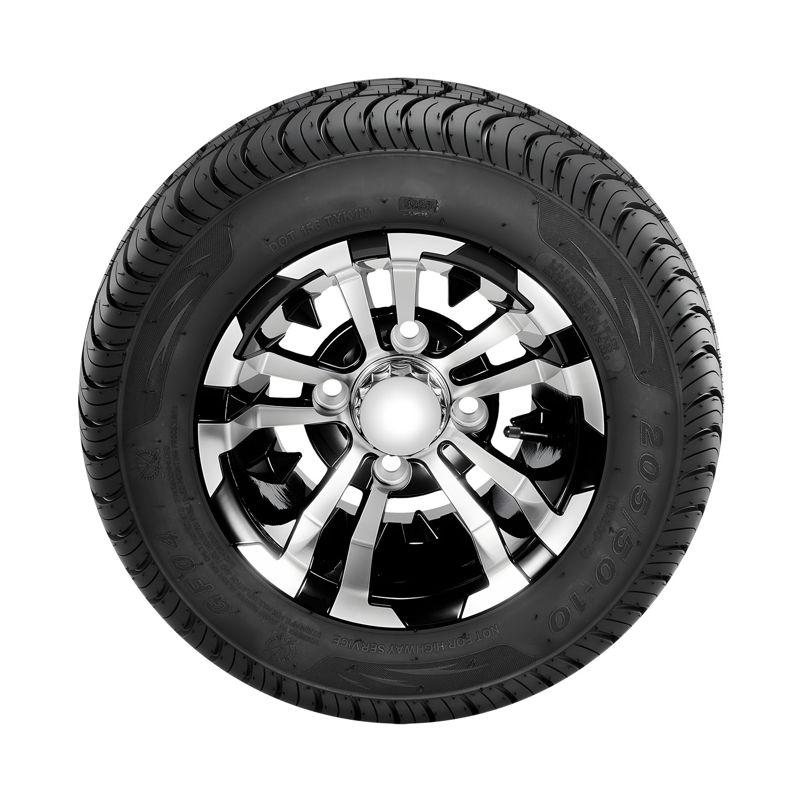 Uimoso Golf Cart Wheels & Tires Set of 4 10" 205/50-10 Compatible with Club Car