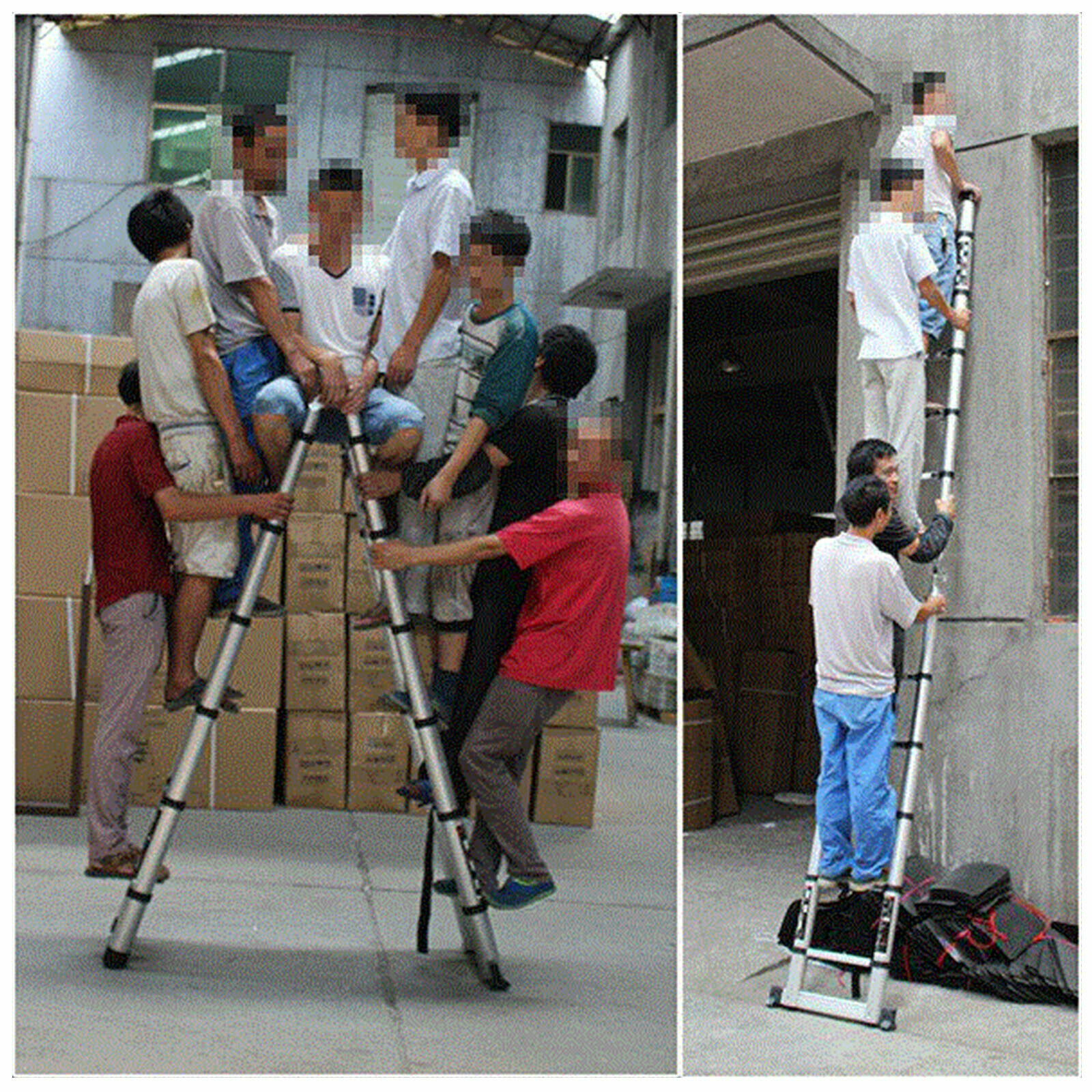 2024 Multi Purpose Aluminum Telescopic Ladder Folding Extension Step Non-Slip