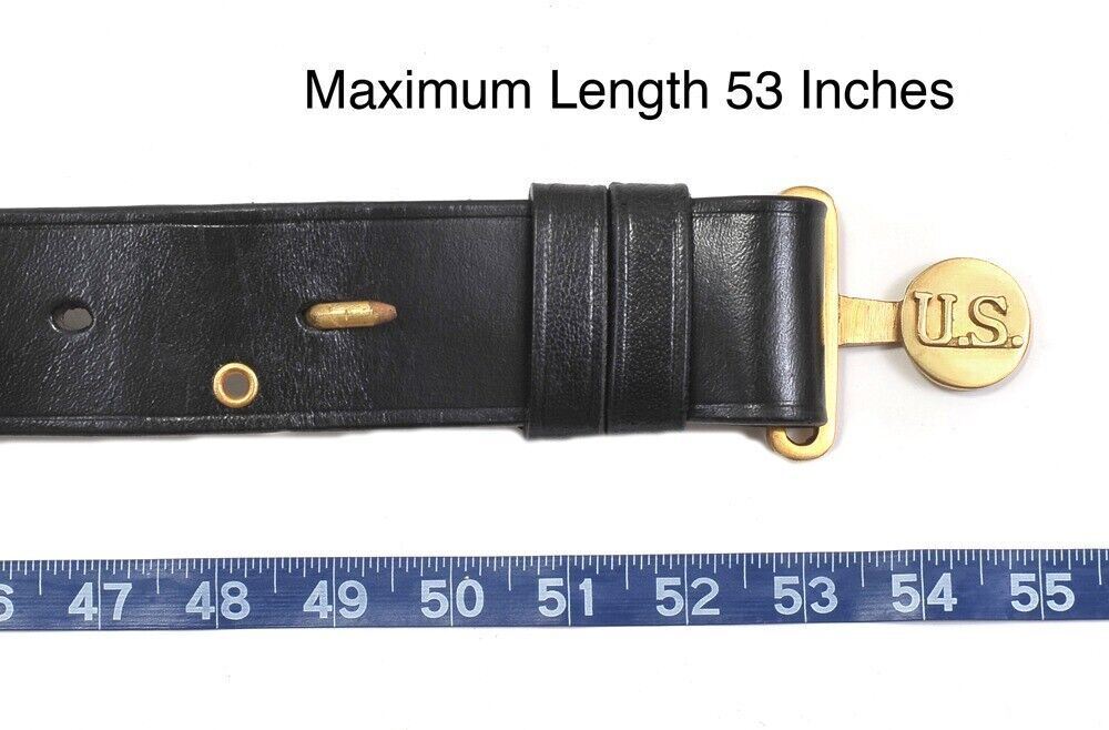 US Officers Black Leather Belt with Oak Leaves Military New