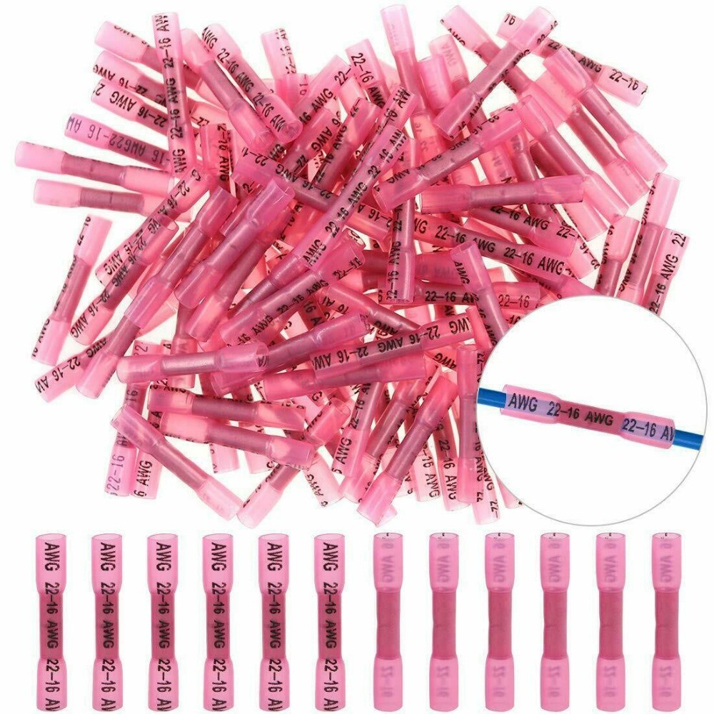 1000PCS Heat Shrink But Connectors Waterproof Electrical Wire Marine Butt Splice