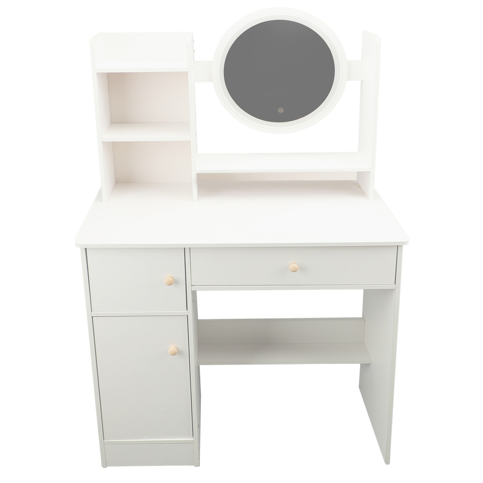 White Vanity Desk with Lights and Mirror Makeup Table Multifunction with Drawer
