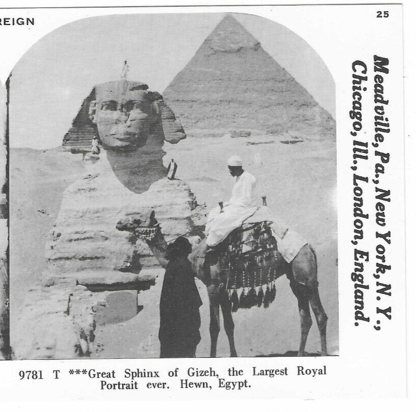 Great Sphinx of Gizeh, Hewn, Egypt, 1978 Reproduction Stereoview