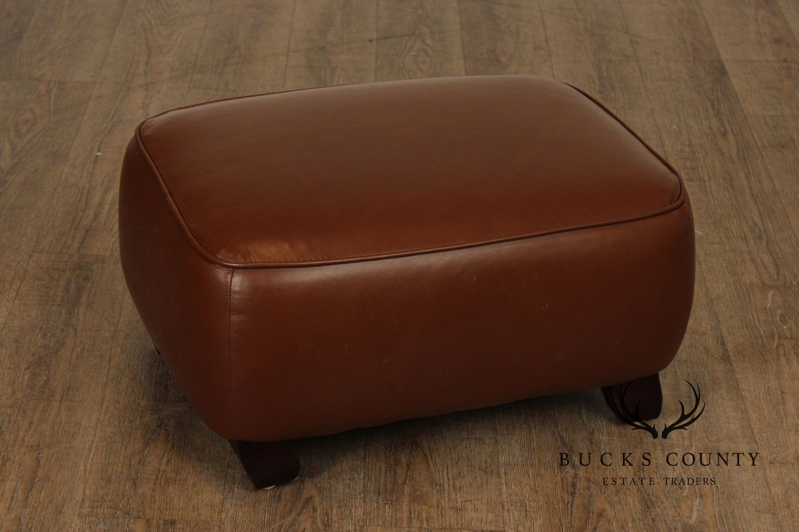Precedent Traditional Pair of Leather Ottomans