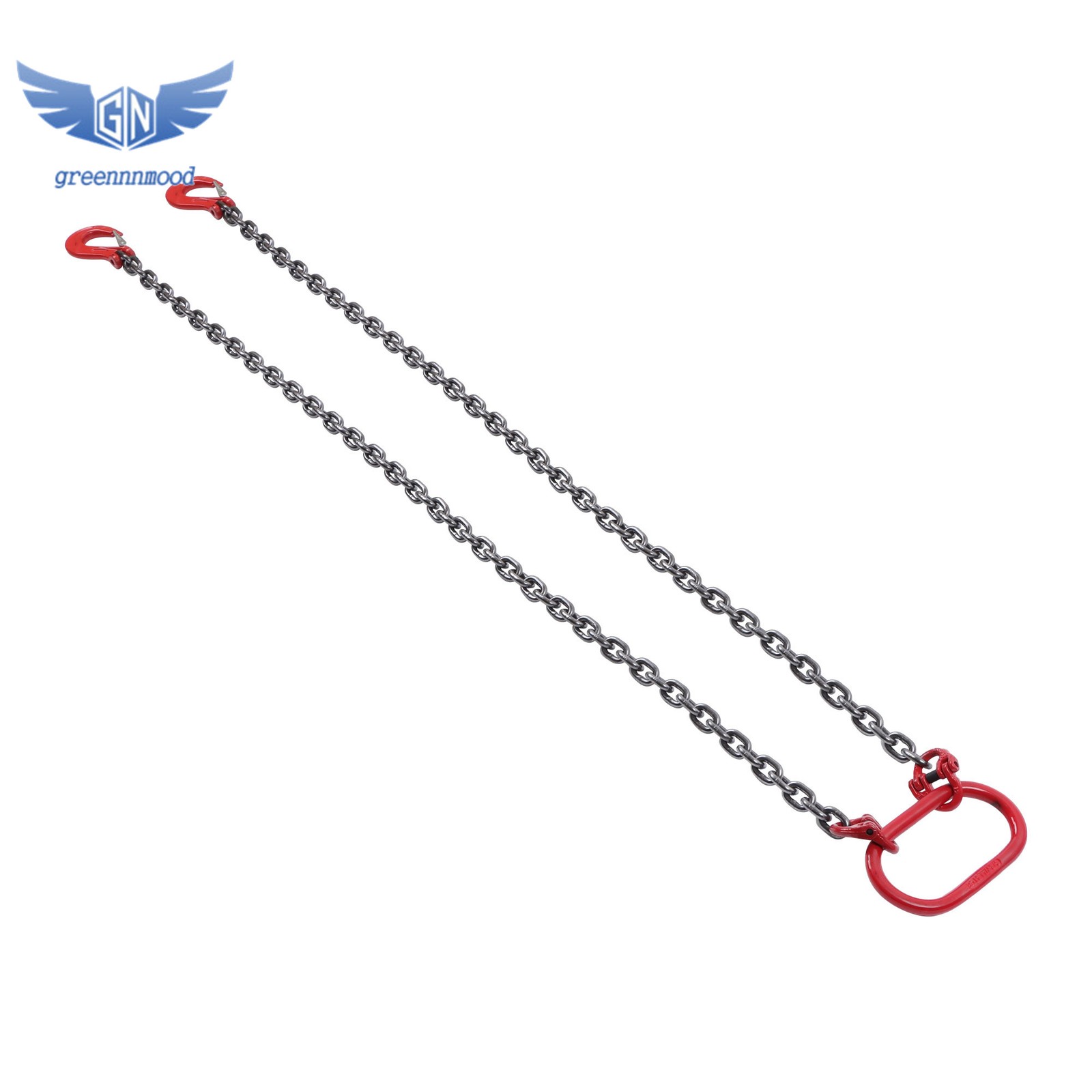 6600LBS Double Leg Chain Sling with Hooks, 5Ft 5/16" G80 Alloy Steel 2 Leg Red