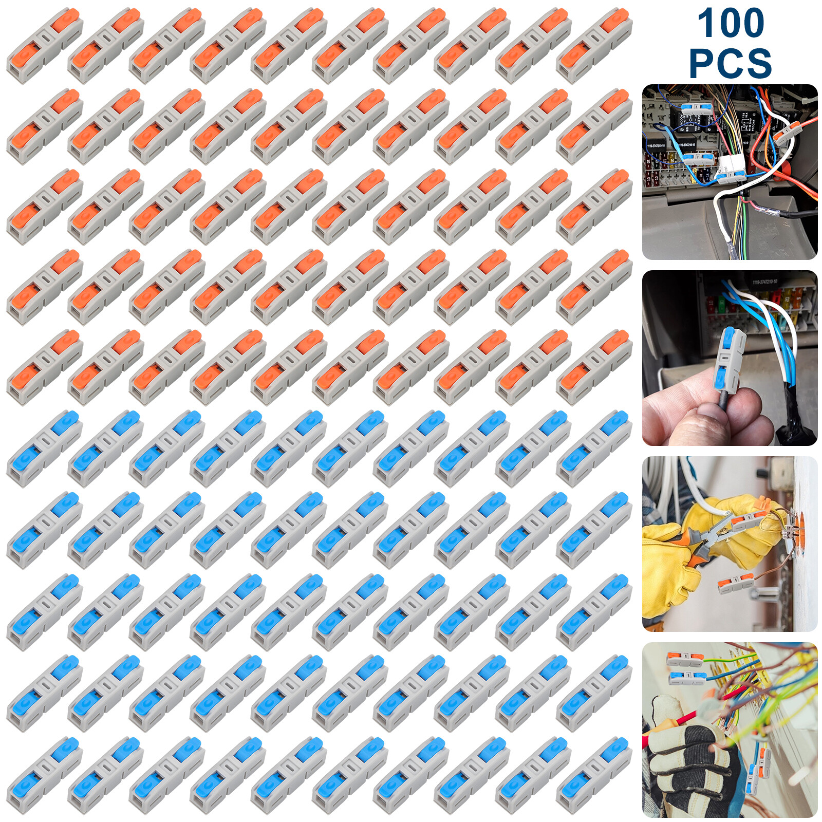 100pcs Quick Connect Lever Wire Connectors Compact Inline Splicing Terminals 24A