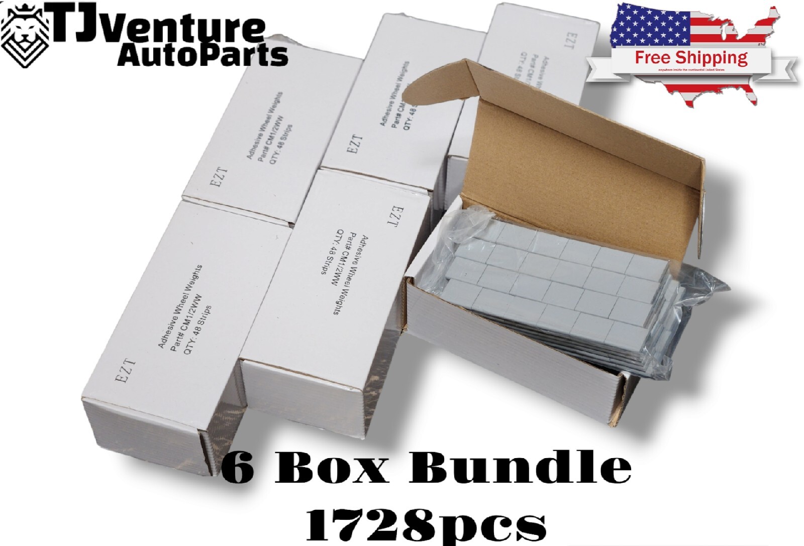 6 BOX 1/2 OZ GRAY WHEEL WEIGHTS STICK-ON ADHESIVE TAPE 54 LBS LEAD-FREE