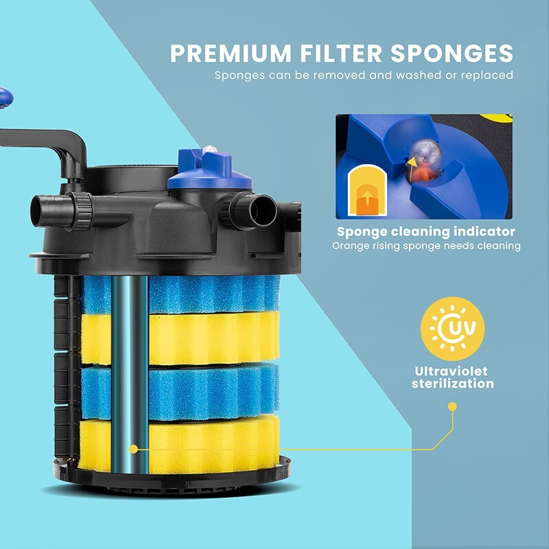 2100 Gal Pond Pressure Bio Filter w/ 13W UV Sterilizer Light Koi Fish ETL Listed