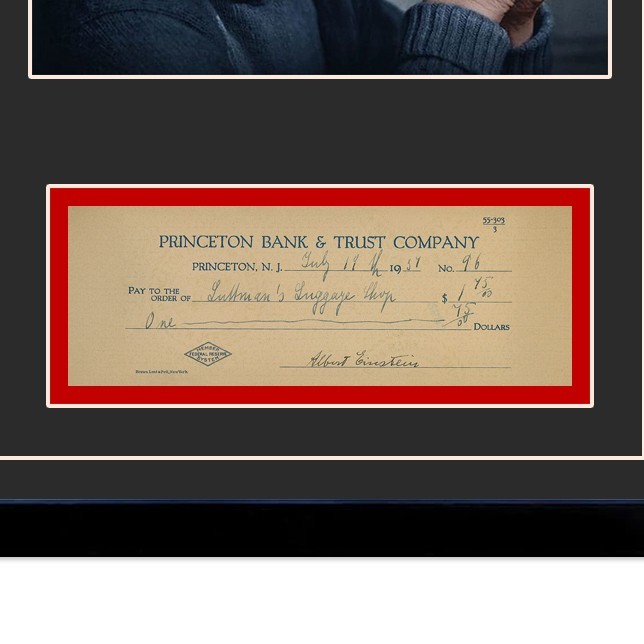 Albert Einstein Signed Cancelled Check Framed Display