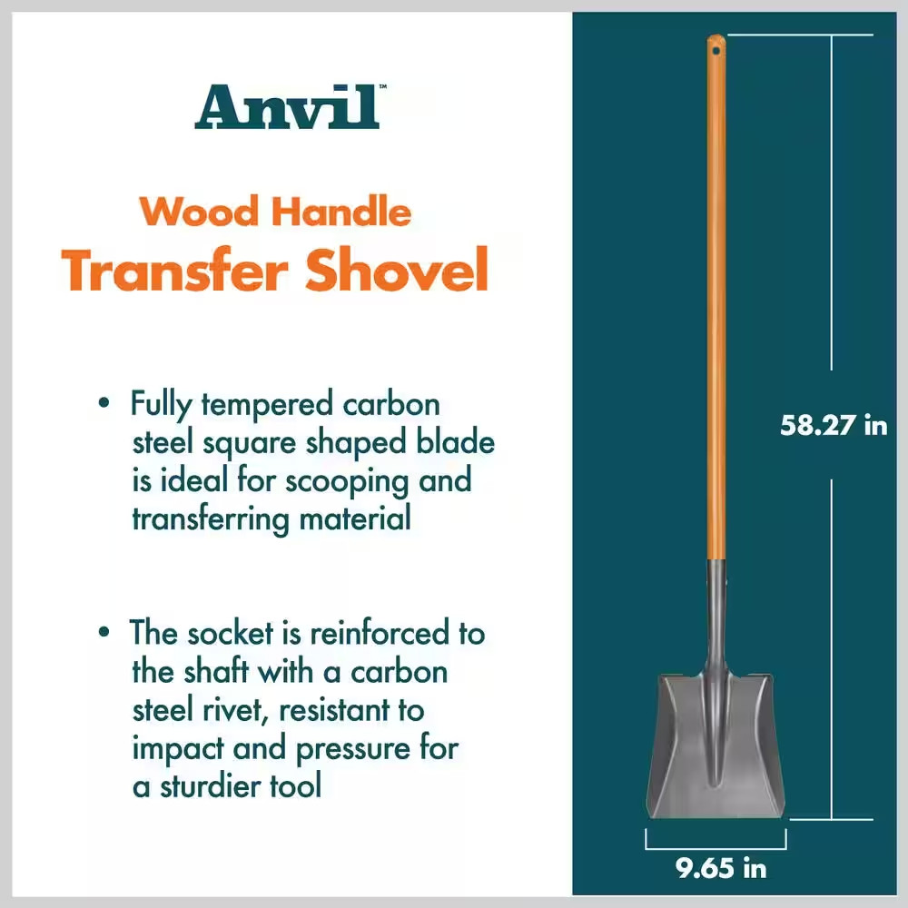 47 In. Wood Handle Carbon Steel Transfer Shovel
