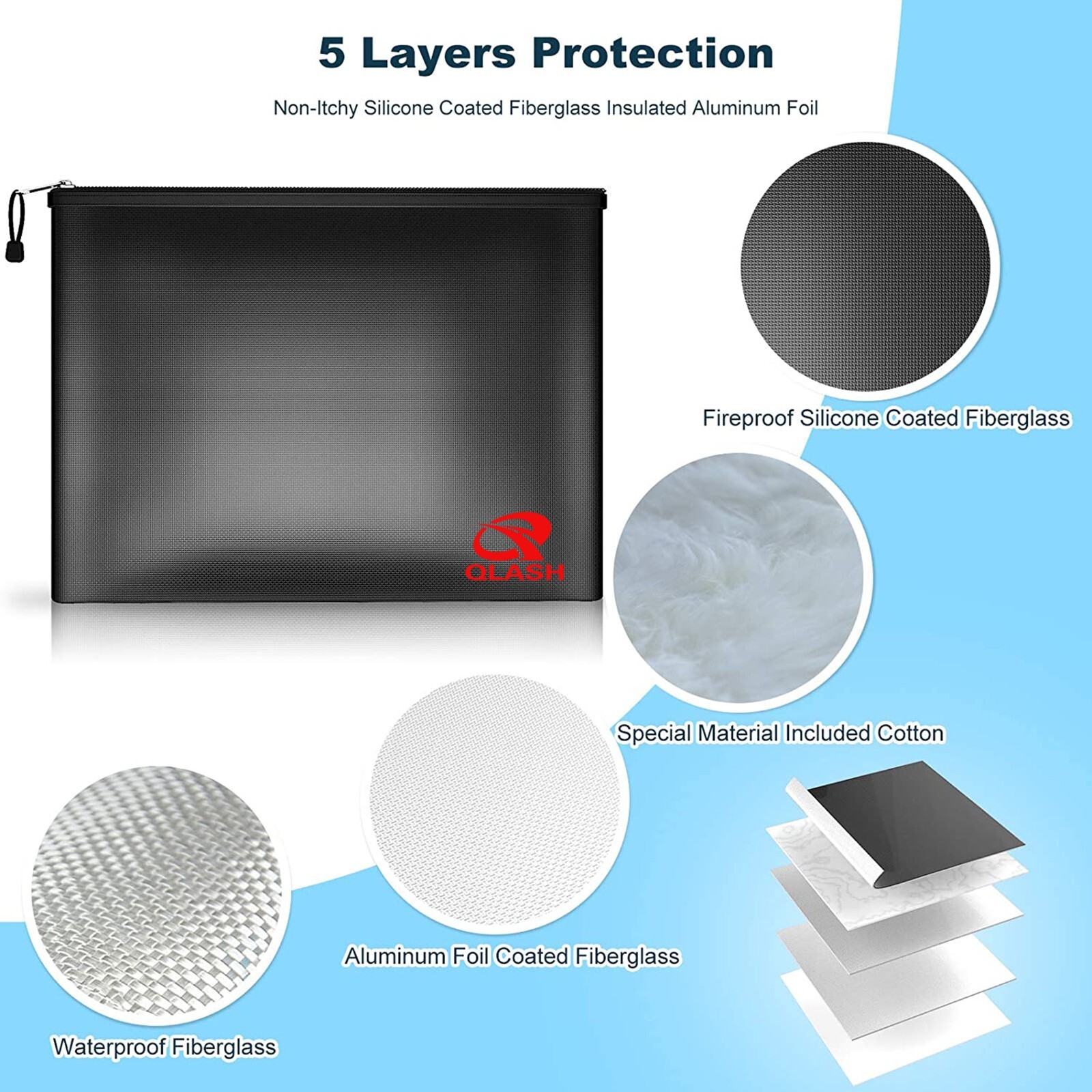 Large Fire Proof money Bag Fireproof Document Pouch Waterproof Safe Cash US