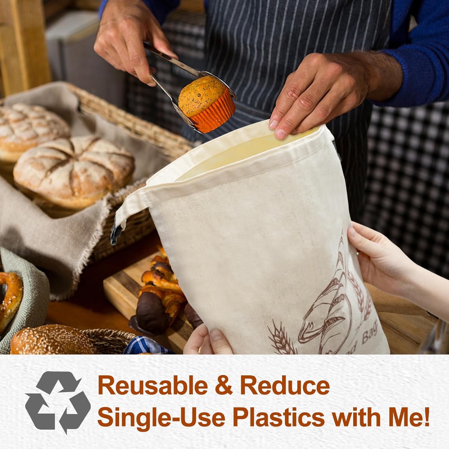 2 Pack Sourdough Beeswax Bread Bags for Homemade Bread Storage with Lining, Cott