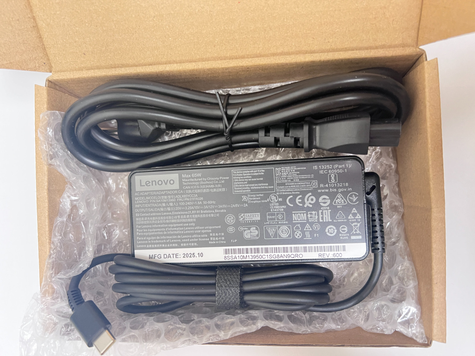 Genuine 65W USB-C Type-C Laptop Adapter Charger Lenovo ADLX65YLC3A ThinkPad X1