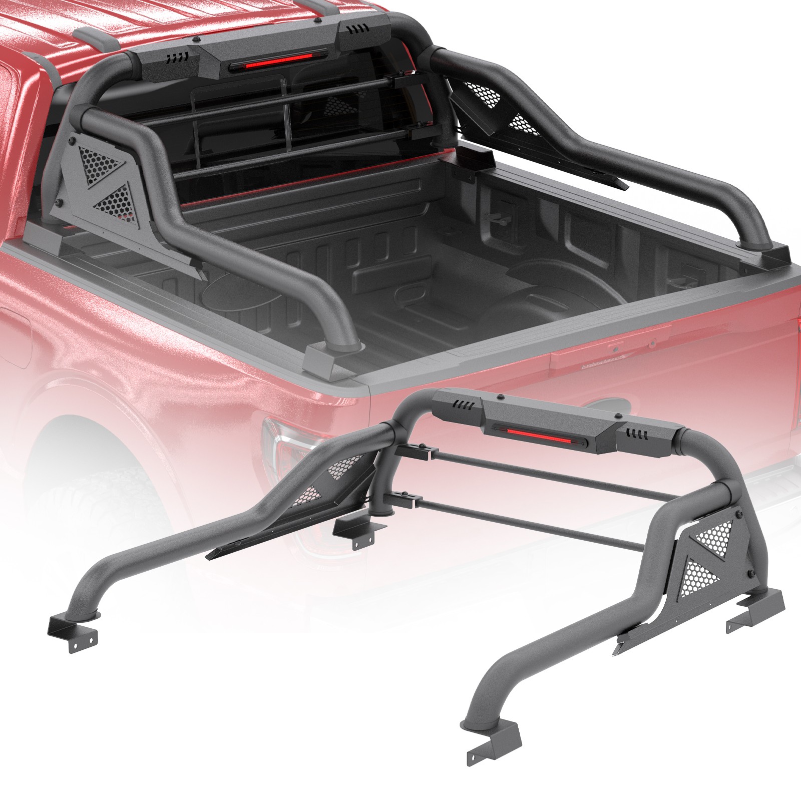 Adjustable Truck Roll Sport Bar Rack Bed Bar Black For Toyota Tacoma 2005-2025