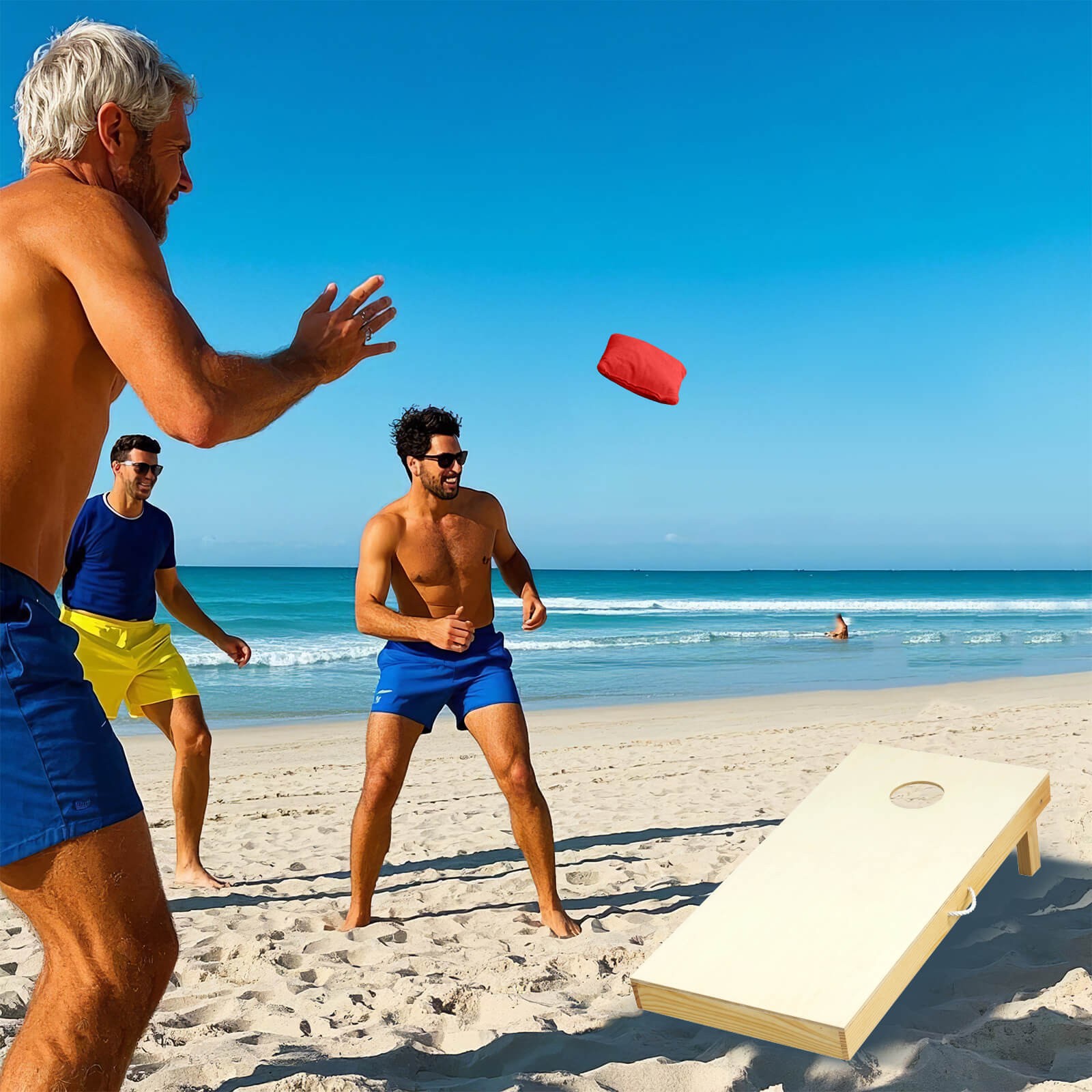 4'x2' Portable Corn Hole Game Board Includes 8 Bean Bags Solid Wood