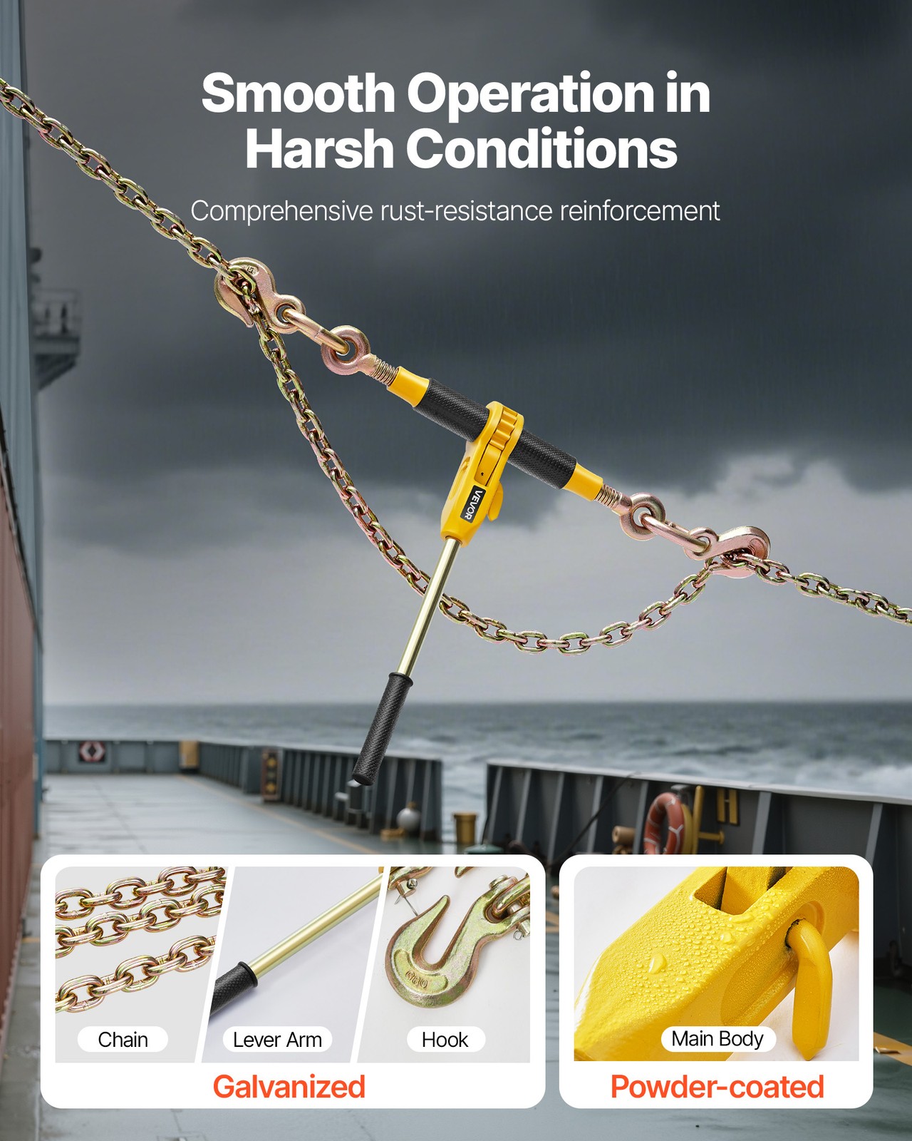 VEVOR 4 Pack Ratchet Chain Binder 5/16"-3/8" G80 Chains Load Binder for Towing