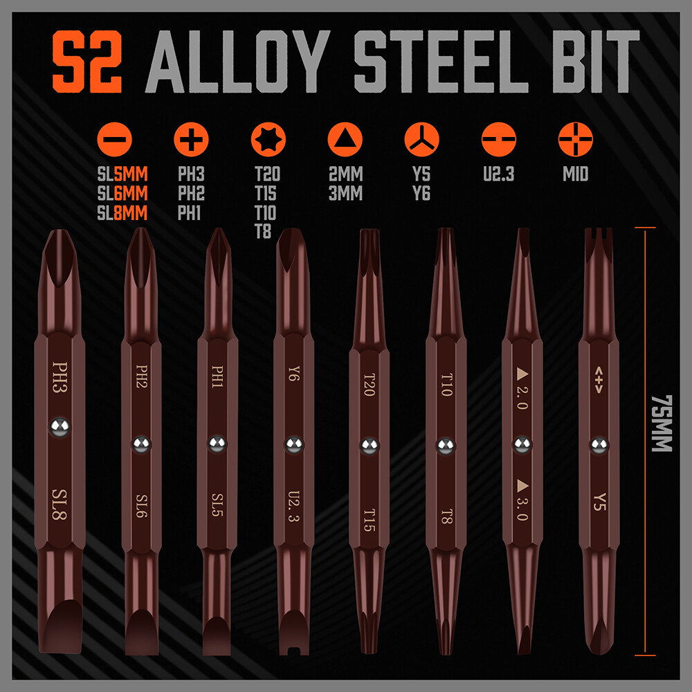 18 in 1 Magnetic Ratchet Versatile Screwdriver Set Security Bits AntiSlip Handle