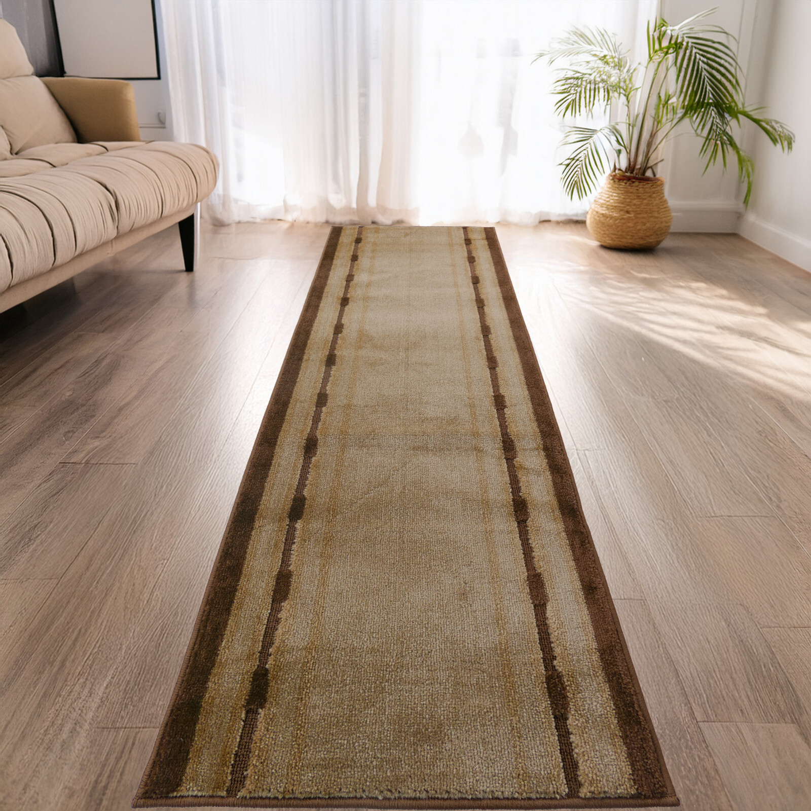 Custom Size Anti-Slip Washable Soft Pile Bordered Gray Runner Rug