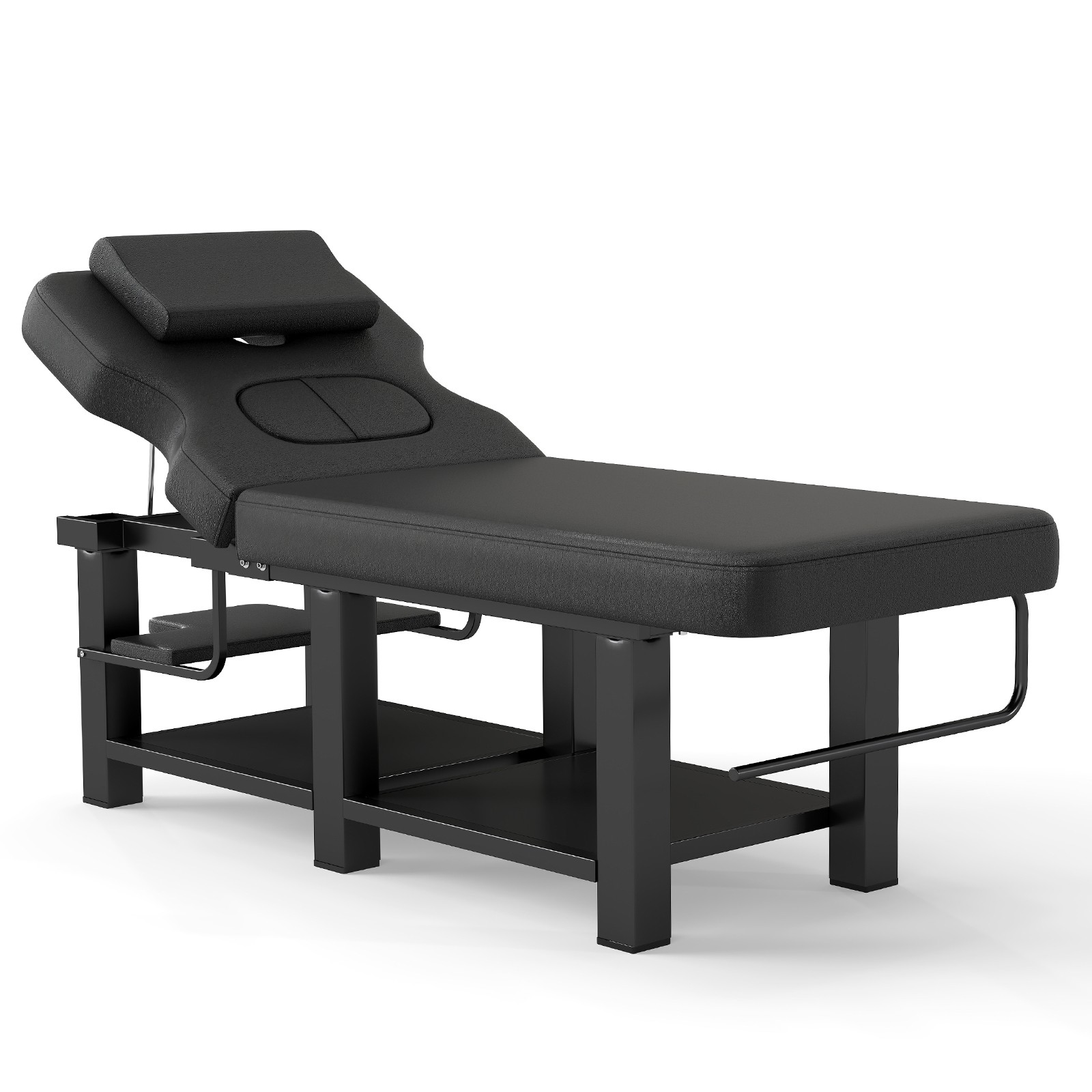 Black Massage Table Facial Bed Treatment Salon Spa Beauty w/Headrest, Open-Chest