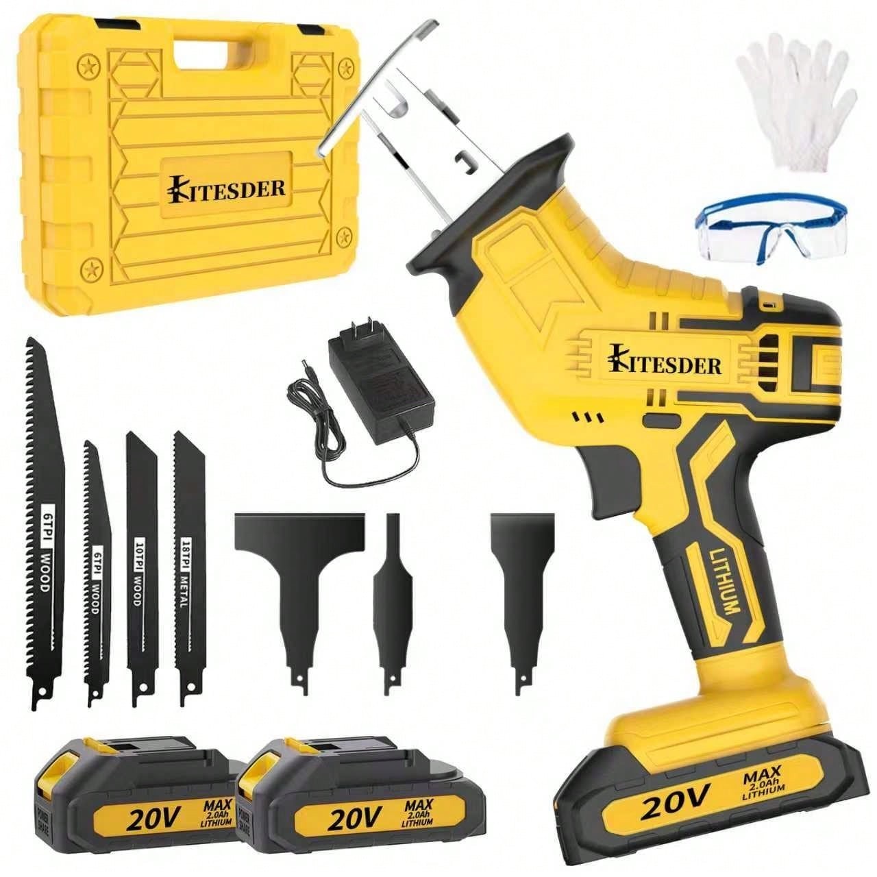 Lithium-Ion Reciprocating Saw Handheld Electric Wood Metal Cutter + 100mm Depth