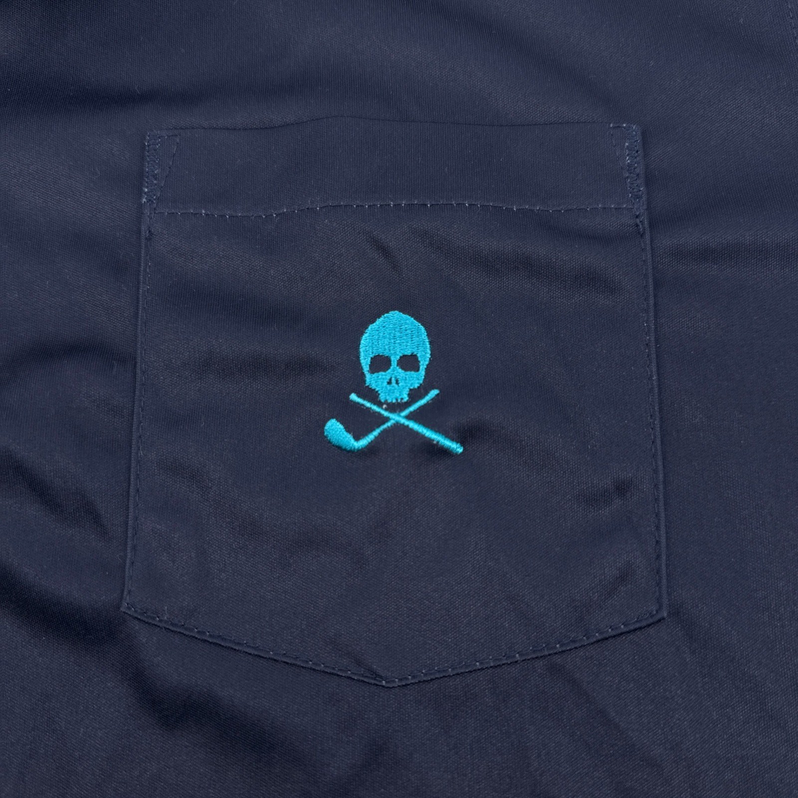 Robert Graham Blade Iron polo shirt skull rose graphic navy small