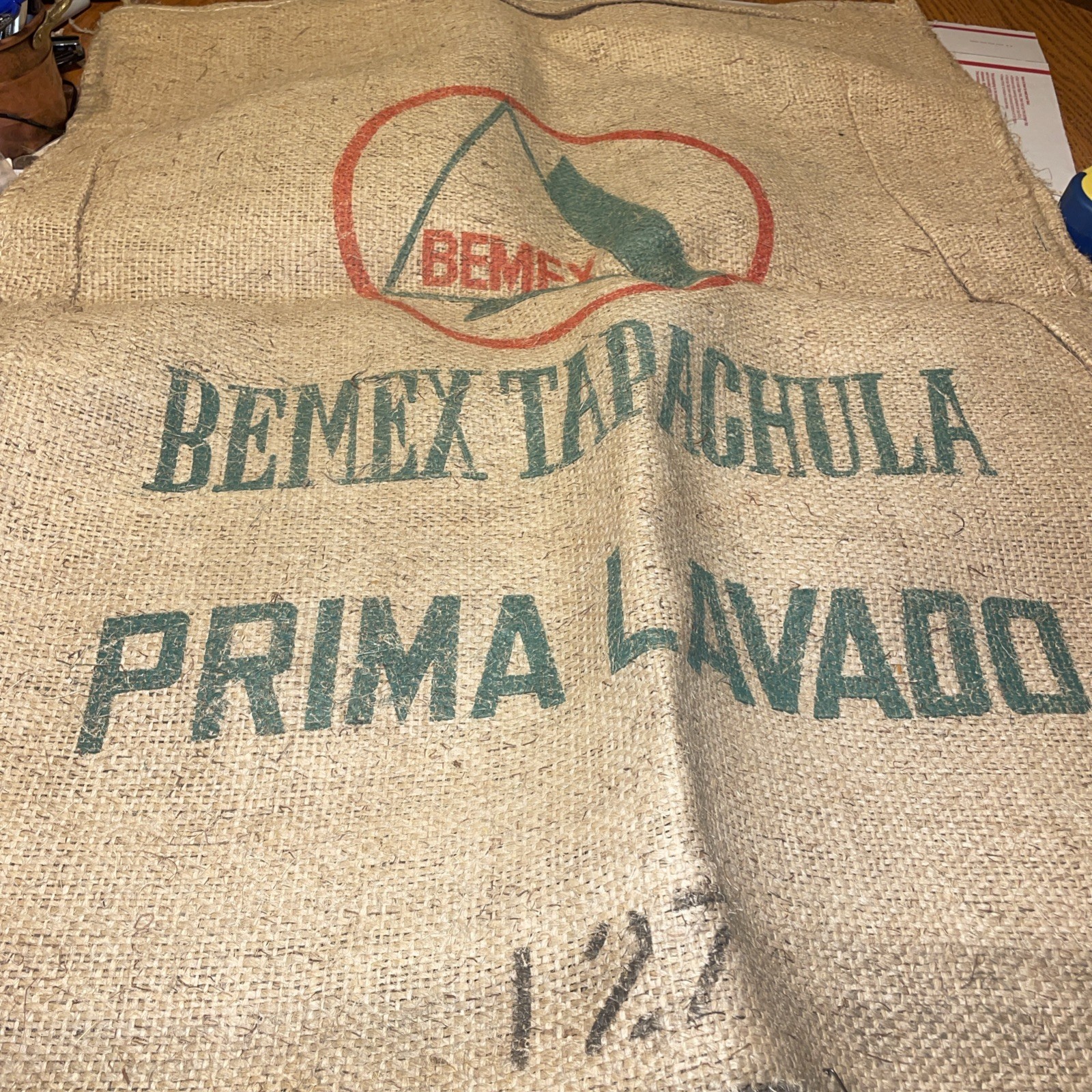 4 Vtg Coffee Bean Sack Bag Bemex Tapachula Prima Alvaro Mexico Jute Burlap Bags