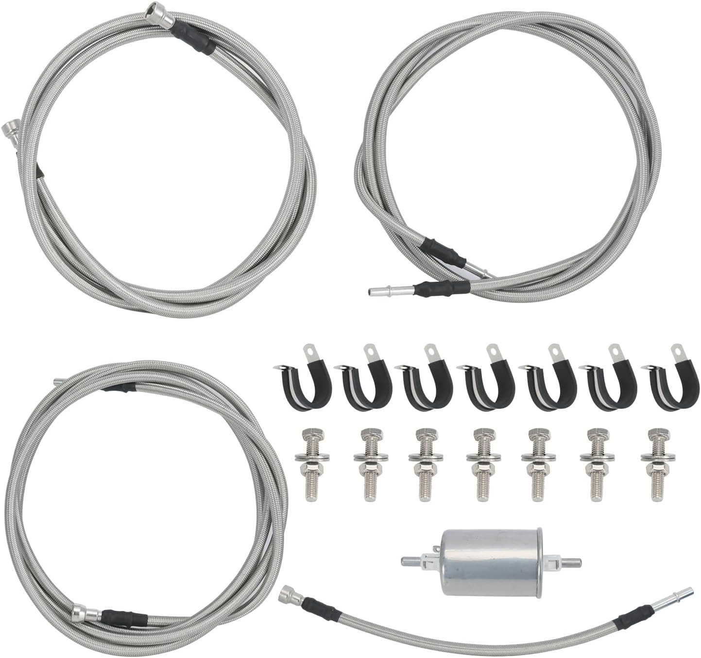 Flexible Stainless Steel Braided Fuel Line Kit Compatible with Chevy Silverado 1