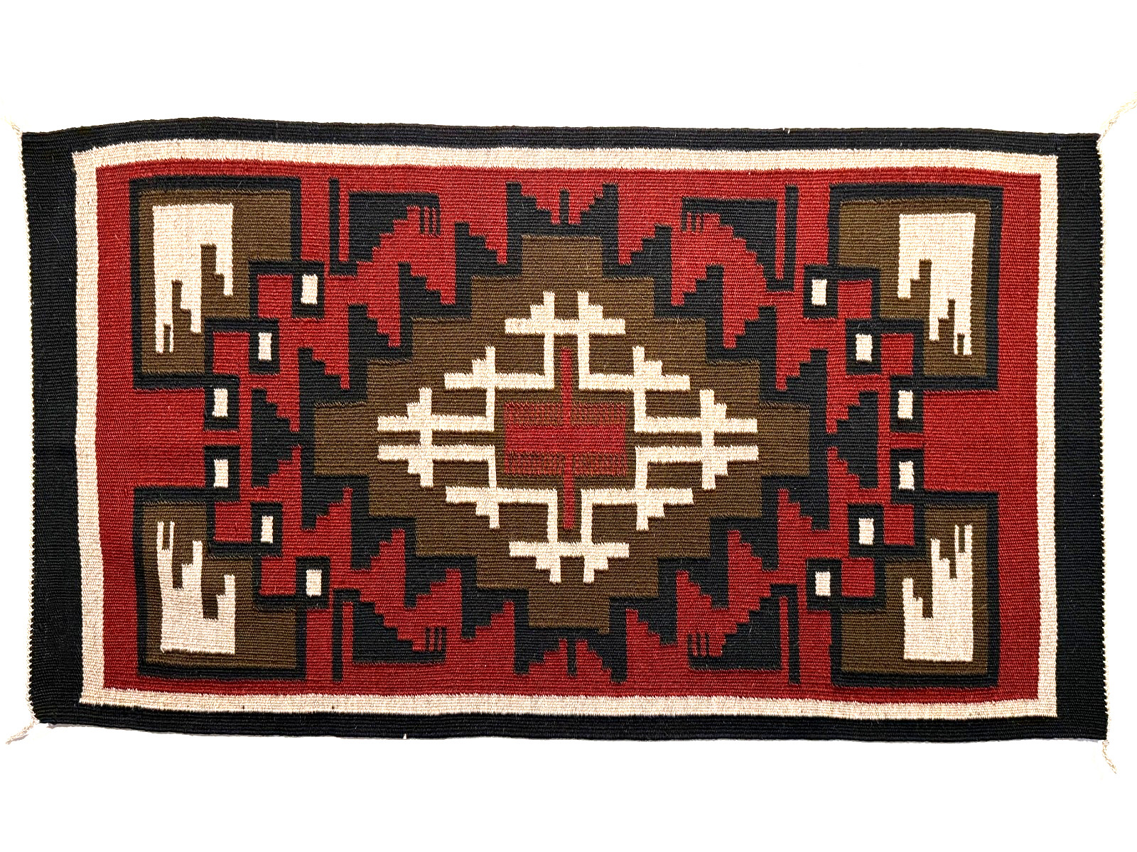 BEAUTIFUL NAVAJO GANADO RUG, INTRICATE DESIGN, HANDSPUN WOOL, 20TH C, MINT