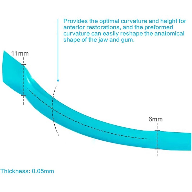 Dental Contoured Anterior Matrix Bands Polyester Anterior Strips Matrices System