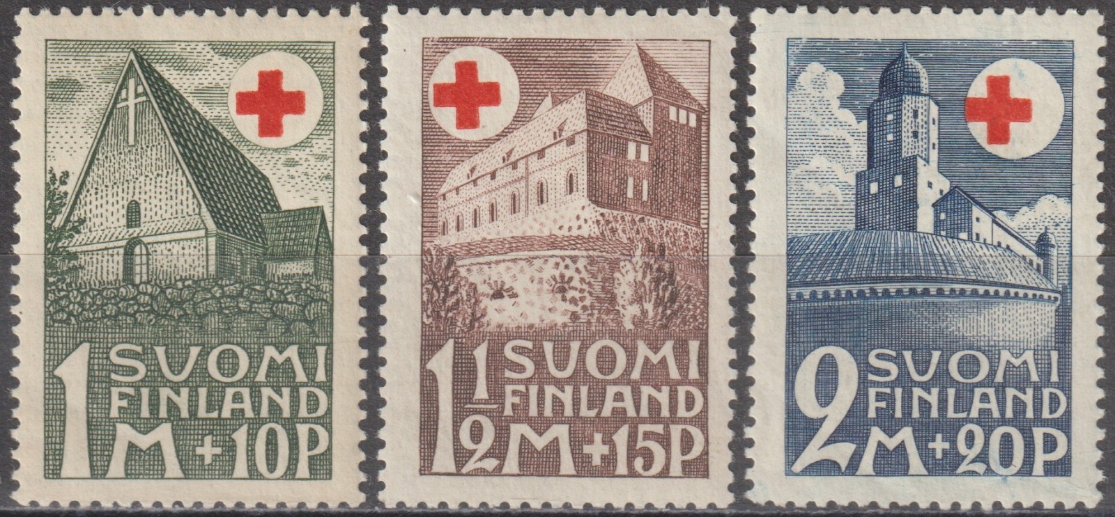 EDSROOM-22305 Finland B5-B7 H 1931 Castles Red Cross CV$12