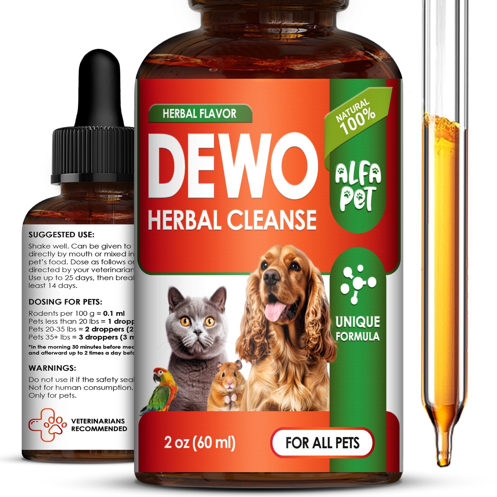 Pet Natural Dewormer Liquid | For Dogs & Cats | Daily Use Worm Support