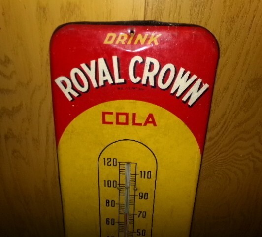 1940's ROYAL CROWN cola large 3 color thermometer
