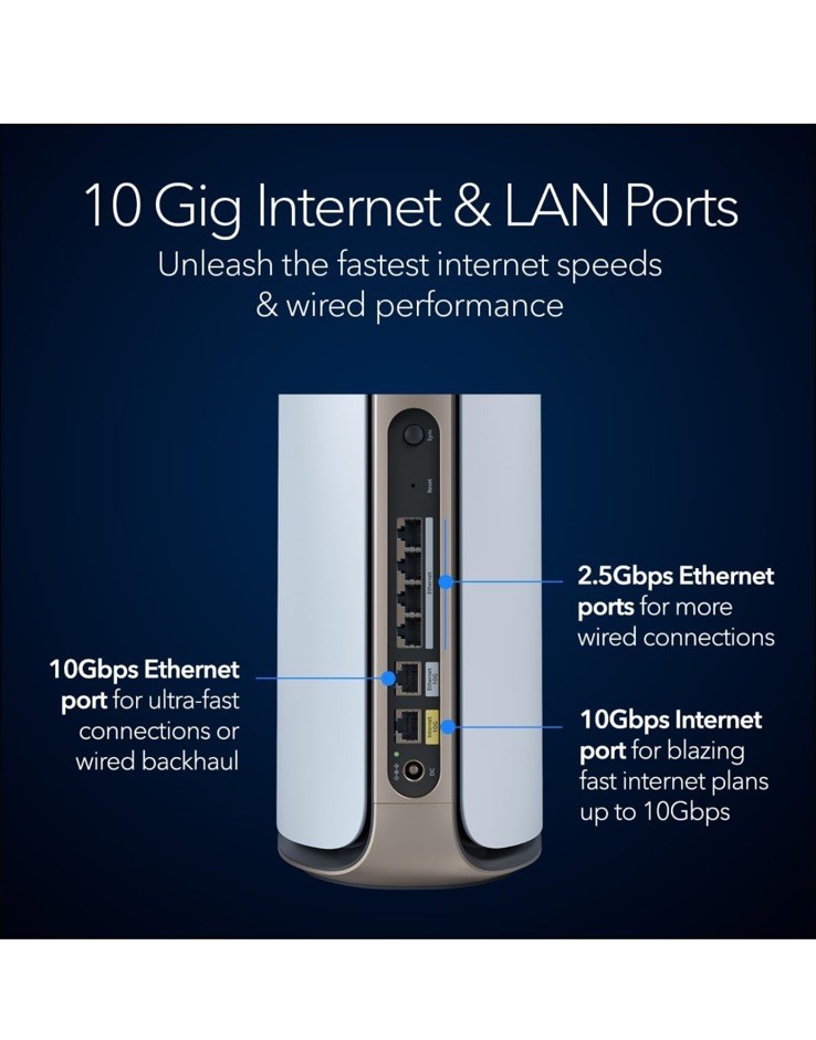 NETGEAR Orbi 970 BE27000 27Gbps Quad-Band Mesh Wi-Fi 7 System - 3 Pack - NEW