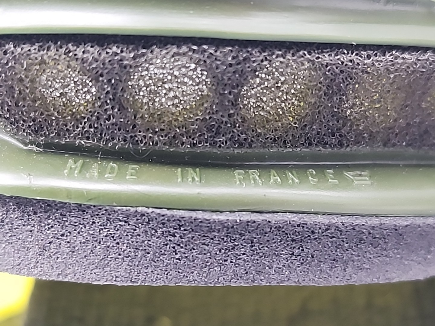 Vtg Bolle Commander Safety Goggles Green Frame Yellow tint Lens British Army NOS