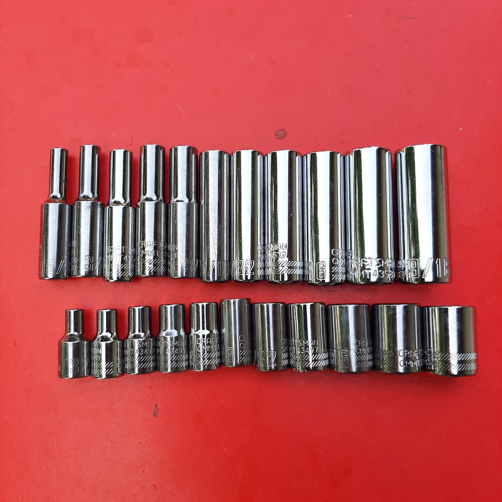 NEW CRAFTSMAN TOOLS 21 Piece 1/4" Drive Deep & Shallow SAE 6 Point Socket Set