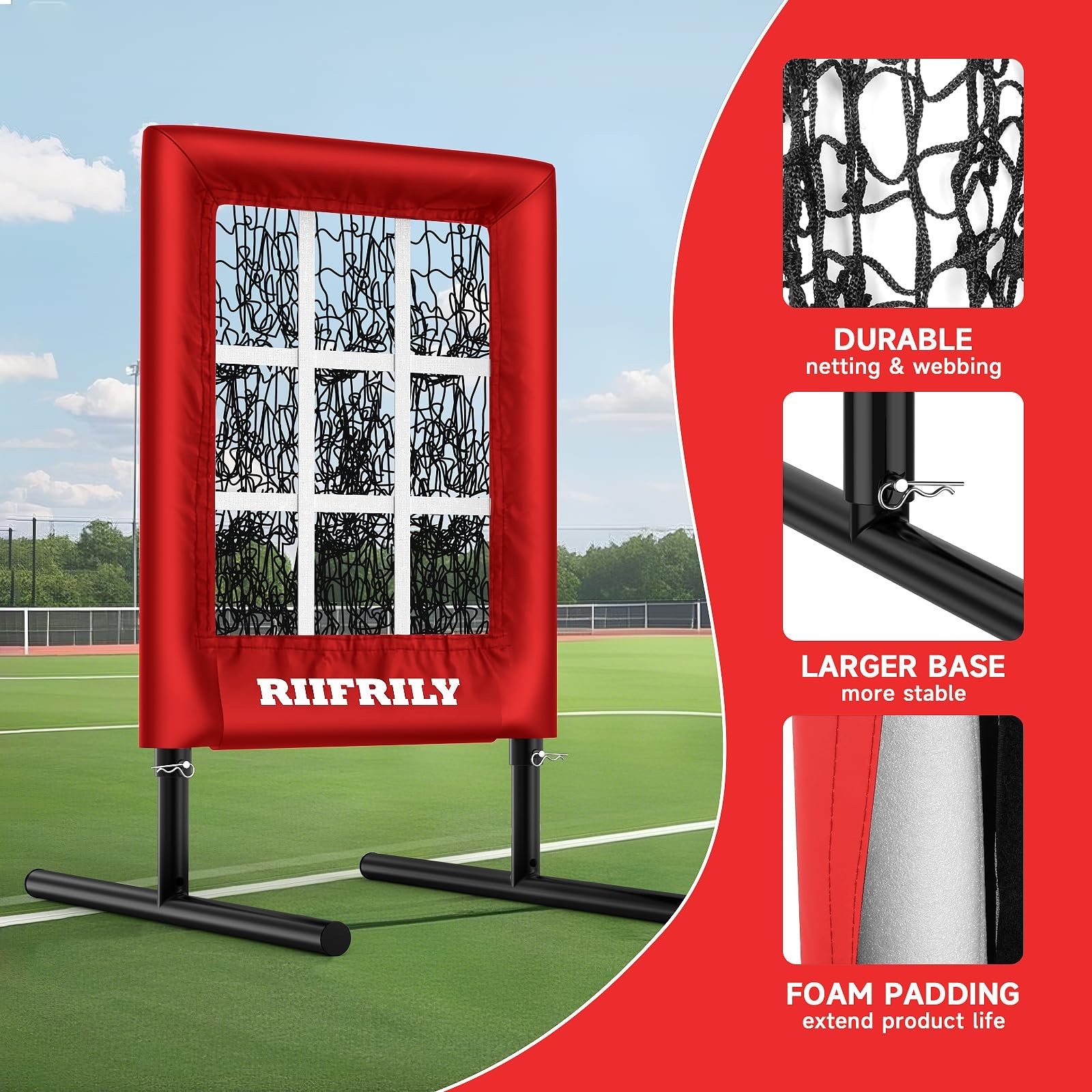 Heavy-Duty 9 Hole Baseball Pitching Net with Pitching Target Pockets, Regulat...