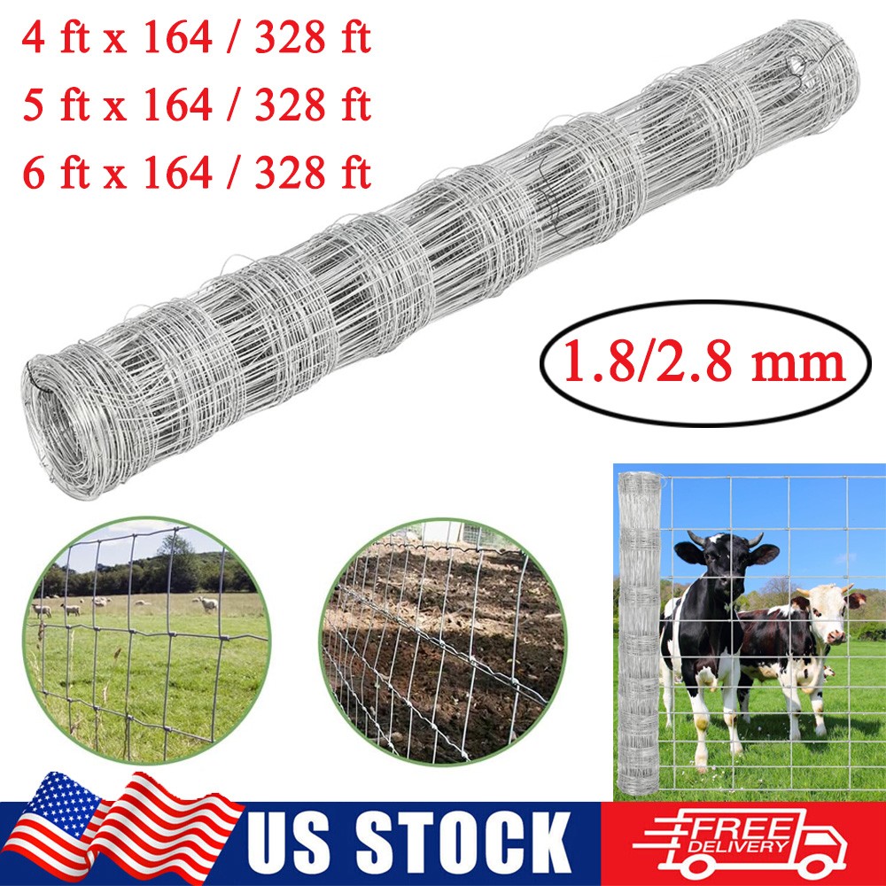Farm Fence 164/328ft Heavy Duty Galvanized Steel Cattle Fence Animals Protection