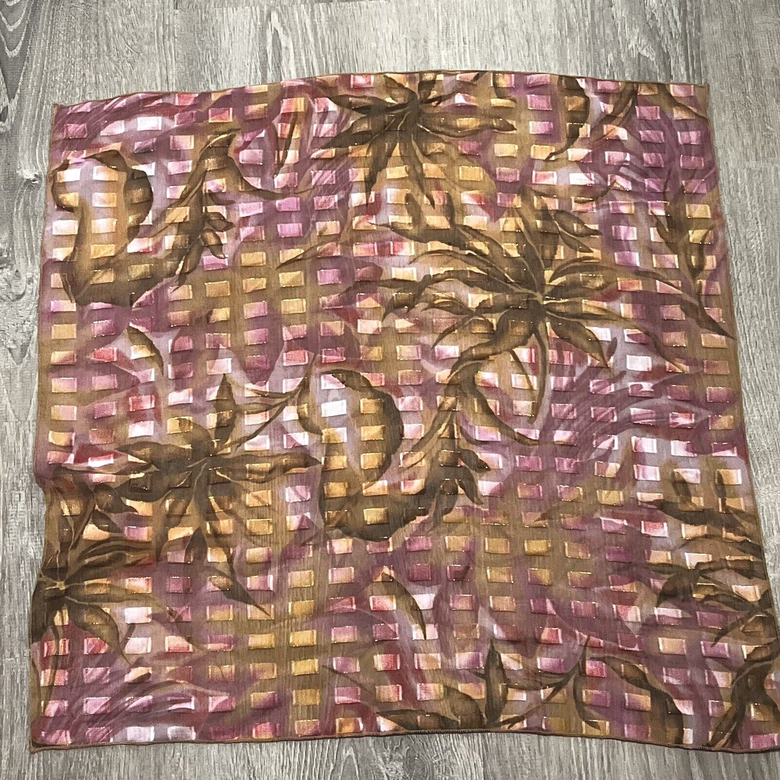 Palm Tree Print Scarf One Size Square Woven Tropical Casual VINTAGE